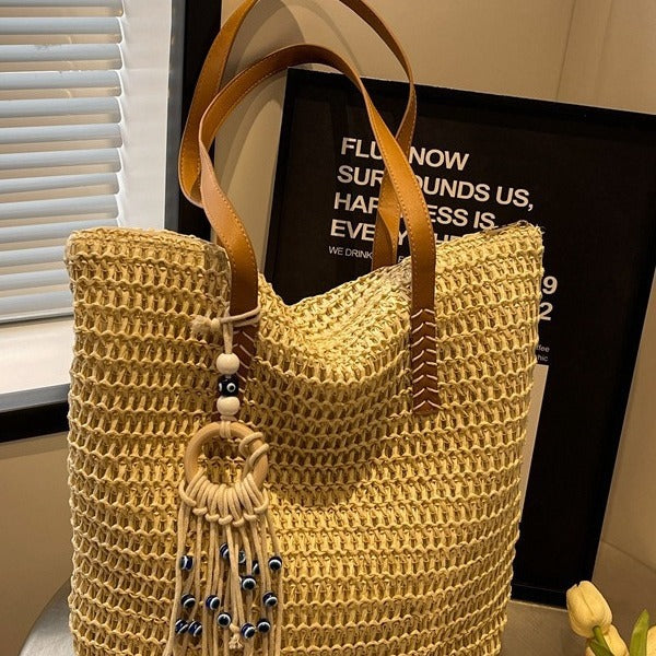 Straw Bag Large-capacity Tote Bag All-match Seaside Shoulder Commuter Woven Bag