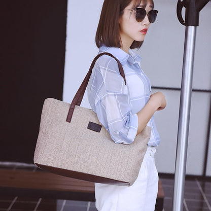 Women Canvas Tote Bags Casual Simple Shoulder Bags Large Capcity Shopping Bags