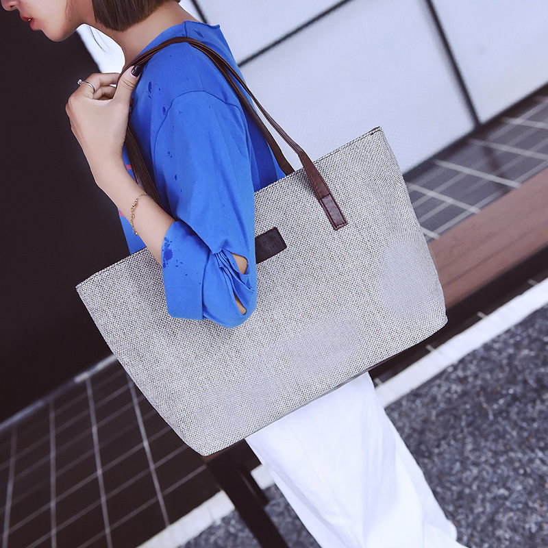 Women Canvas Tote Bags Casual Simple Shoulder Bags Large Capcity Shopping Bags