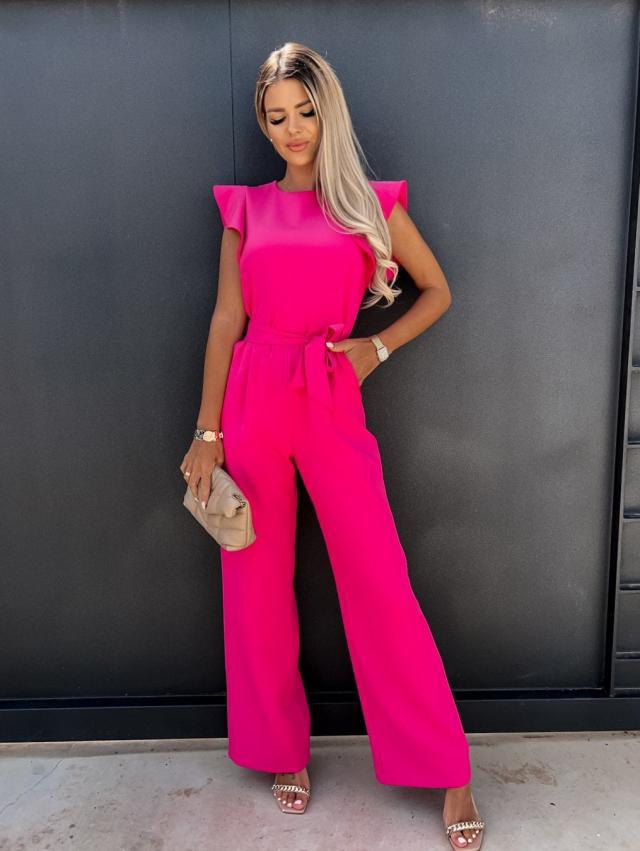 2022 Amazon Wish Independent Station Cross-border New High-waist Commuter Waist Strap Jumpsuit Trousers Women