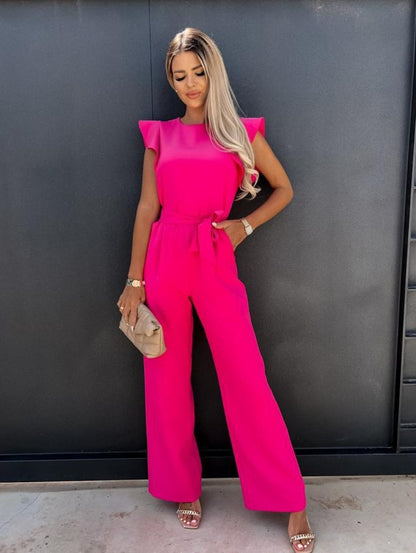 2022 Amazon Wish Independent Station Cross-border New High-waist Commuter Waist Strap Jumpsuit Trousers Women
