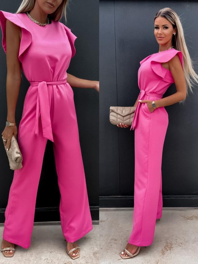 2022 Amazon Wish Independent Station Cross-border New High-waist Commuter Waist Strap Jumpsuit Trousers Women
