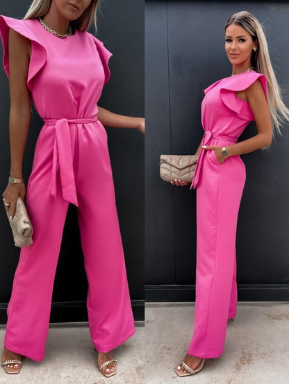 2022 Amazon Wish Independent Station Cross-border New High-waist Commuter Waist Strap Jumpsuit Trousers Women