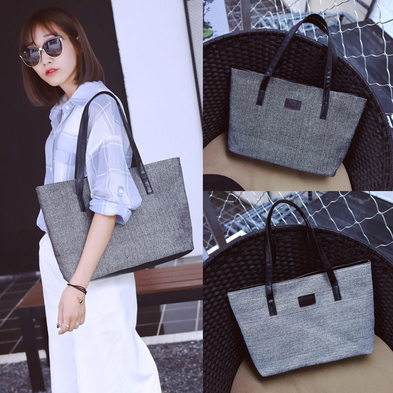 Women Canvas Tote Bags Casual Simple Shoulder Bags Large Capcity Shopping Bags